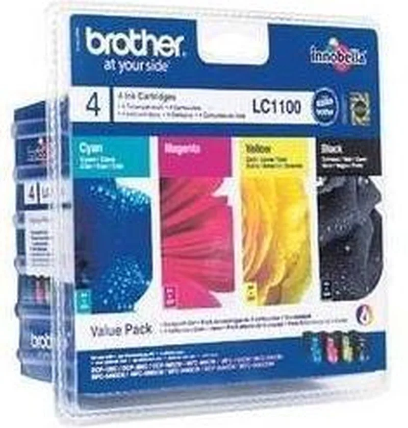 LC1100VALBPRF inktcartridge 4 stuk(s) Origineel Normaal rendement Zwart, Cyaan, Magenta, Geel fra Brother i Sort, Cyaan, Magenta, Gul – produktbillede