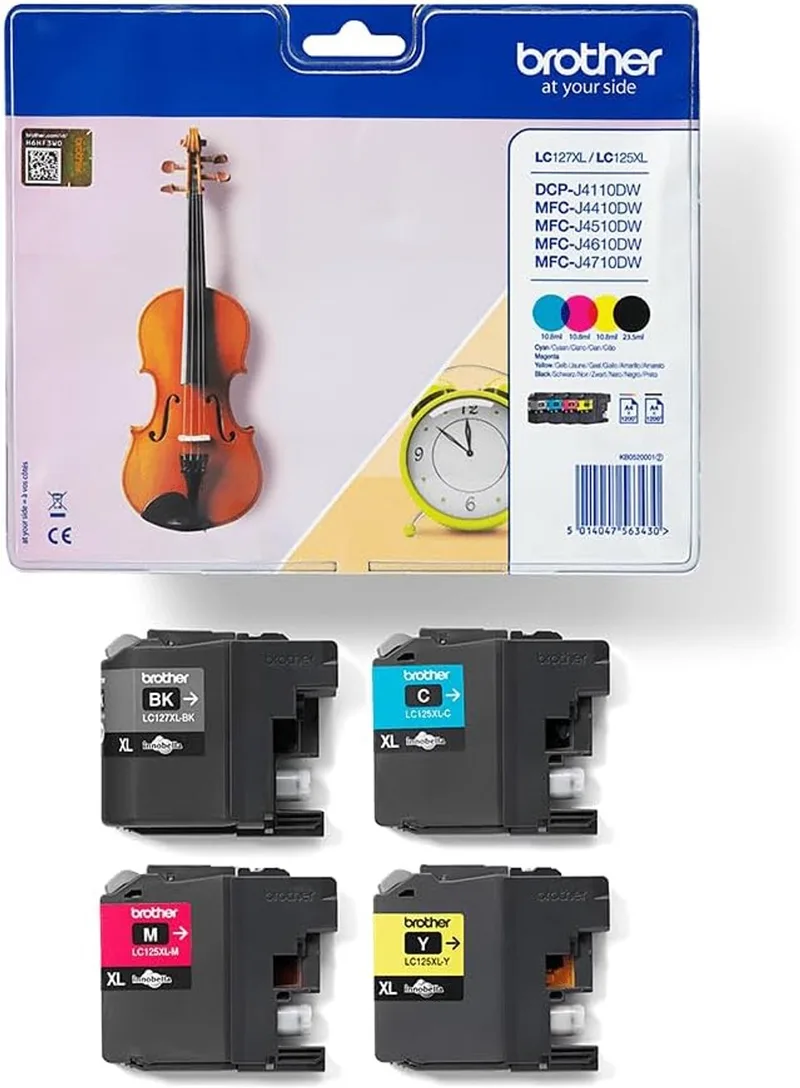 LC127XL LC125XL Inktcartridges Multipack 4 Kleuren de Brother en Noir, Cyan, Jaune, Magenta – photo produit