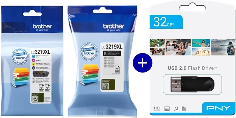 LC3219XLBK & LC3219XLVAL - Inktcartridge - Multicolor & Incl. USB-stick by Brother in Black – product photo