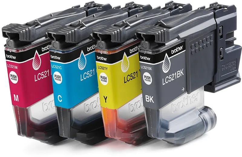 LC521VAL inktcartridge 4 stuk(s) Origineel Zwart, Cyaan, Magenta, Geel von Brother in Schwarz, Cyaan, Magenta, Gelb – Produktfoto