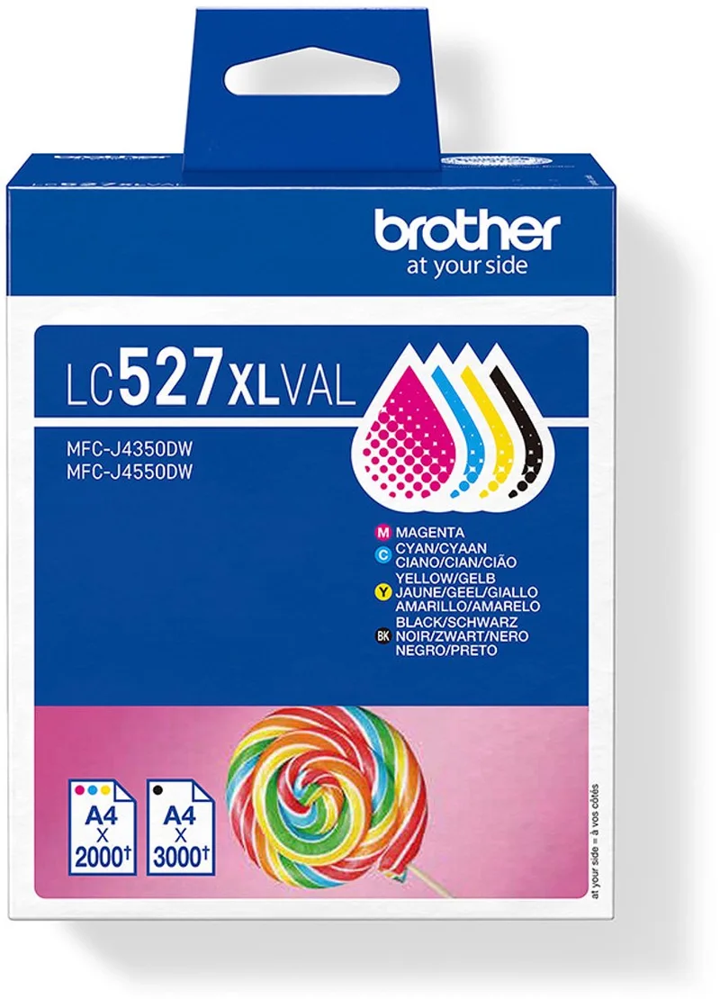 LC527XLVAL inktcartridge 4 stuk(s) Origineel Hoog (XL) rendement Zwart, Cyaan, Magenta, Geel by Brother in Black, Cyaan, Magenta, Yellow – product photo