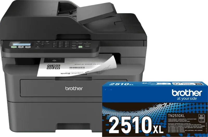 MFC-L2800DW + 1 extra zwarte XL toner van Brother – productfoto