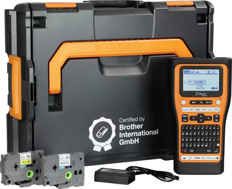 PT-E560BT und Brother L-BOXX 136 Systemk Beschriftungsgerät Geeignet für Schriftband: TZe, HSe 24 mm fra Brother – produktbillede
