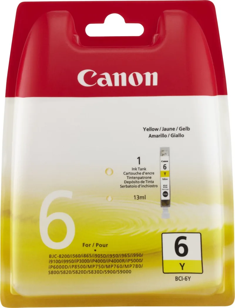BCI-6 Inktcartridge fra Canon i Gul – produktbillede