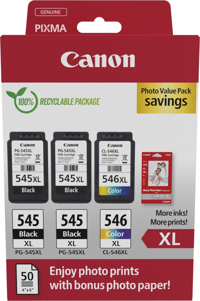 Canon 8286B015 inktcartridge 3 stuk(s) Origineel Hoog (XL) rendement Zwart, Cyaan, Magenta, Geel de Canon en Noir, Cyaan, Magenta, Jaune – photo produit