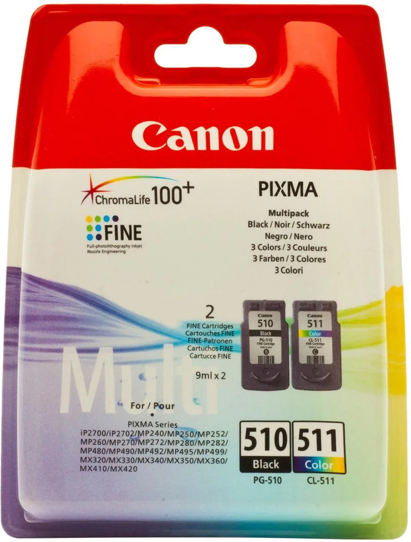 CL-511 + PG-510 - Inktcartridge - Origineel - Standaard capaciteit - Kleur en Zwart + Retourzakje van Canon in Meerkleurig – productfoto