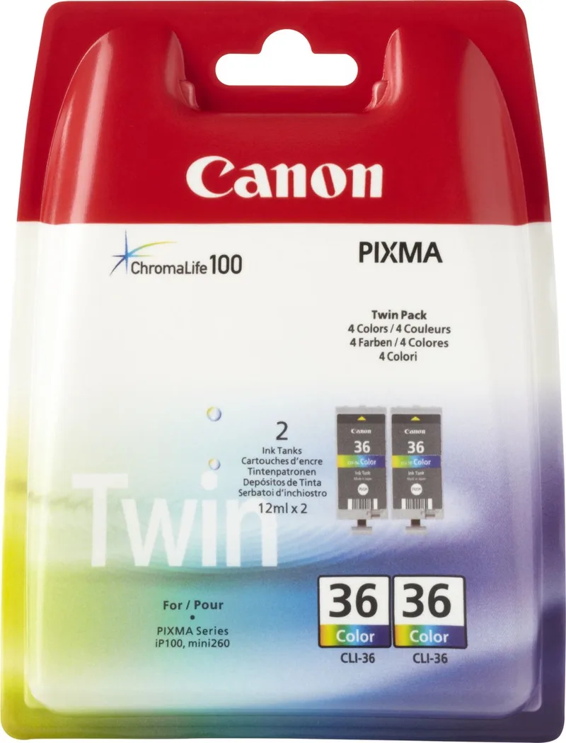 CLI-36 - Inktcartridge / Kleur van Canon in Zwart, Cyaan, Magenta, Geel – productfoto