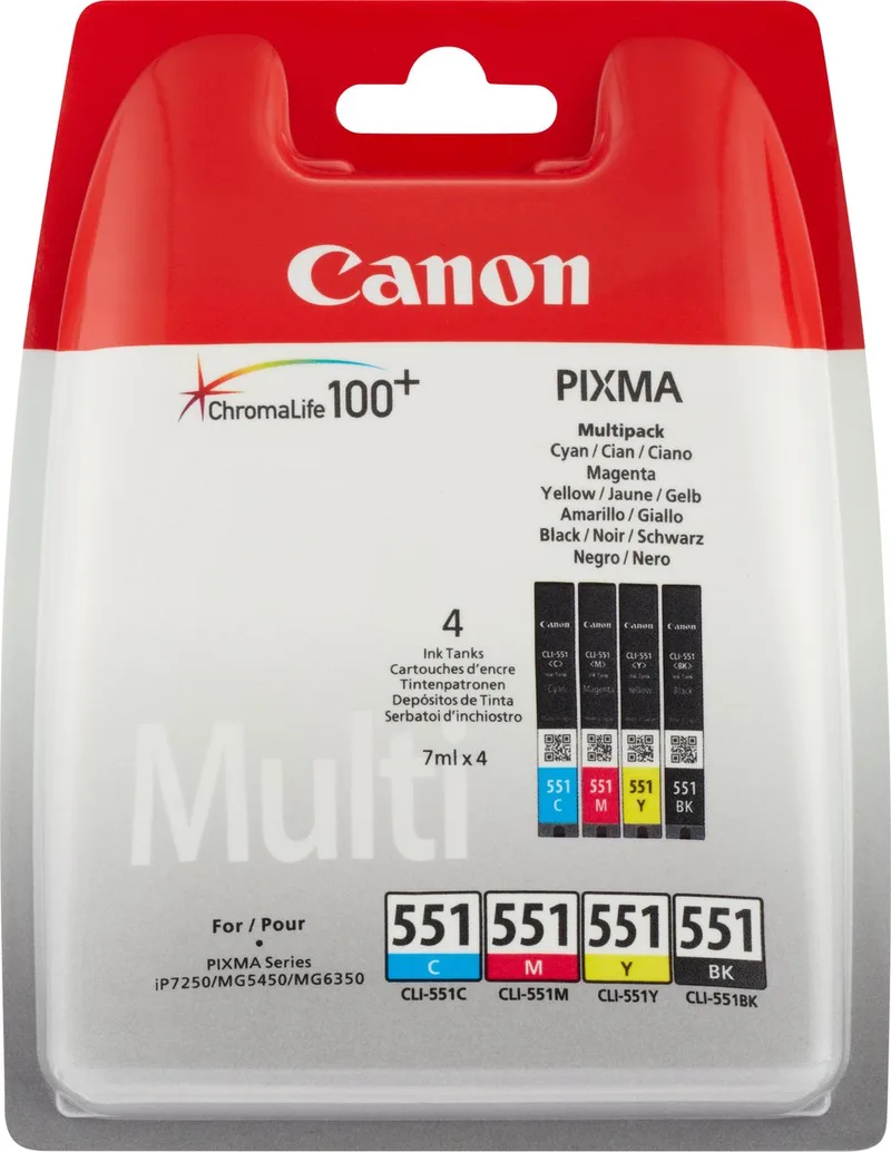 cli-551 6509B015 inktcartridge - 1 stuk(s) - Origineel - Cyaan, Magenta, Geel + Retourzakje von Canon in Schwarz – Produktfoto