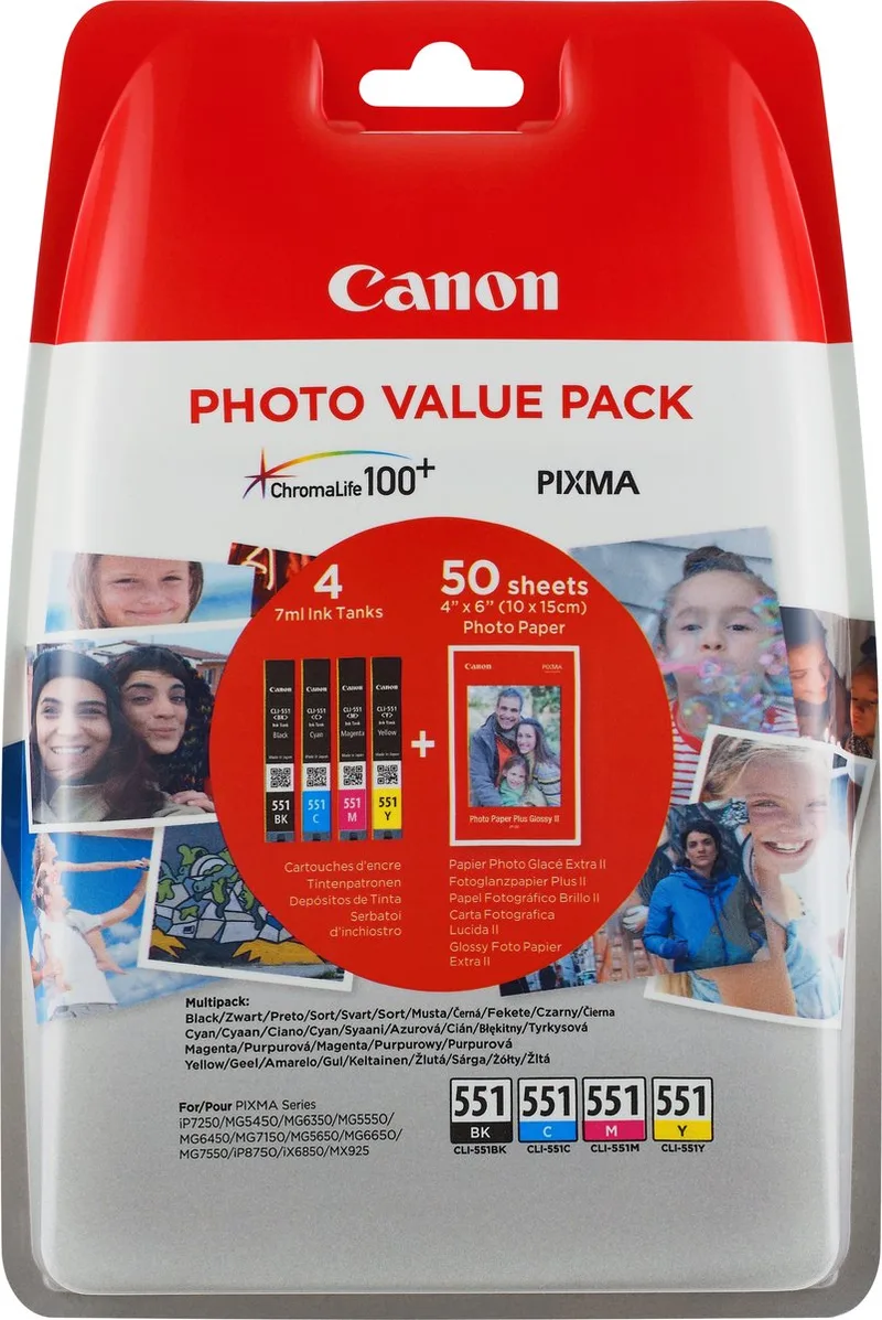 CLI-551 - Inktcartridge - Cyaan / Geel / Magenta de Canon en Noir – photo produit