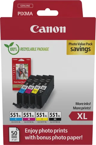 CLI-551XL - Inktcartridge - Origineel - Hoge capaciteit - Kleur van Canon in Zwart – productfoto 1 van 2