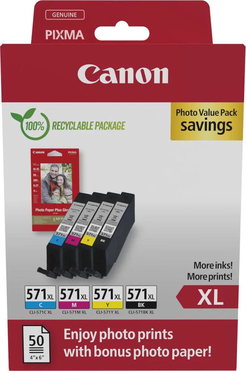 CLI-571XL - Inktcartridge - Origineel - Hoge capaciteit - Kleur von Canon in Schwarz – Produktfoto 1 von 2