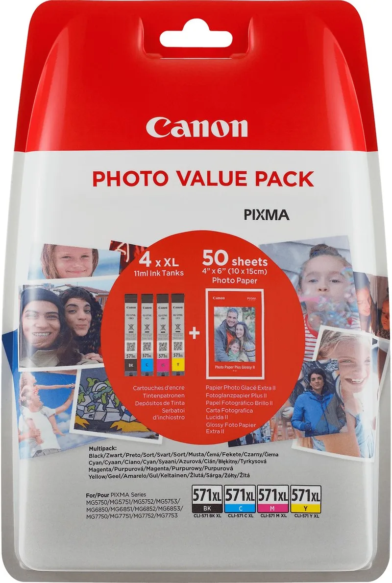 CLI-571XL - XL Inktcartridge - Cyaan / Magenta / Geel von Canon in Schwarz – Produktfoto