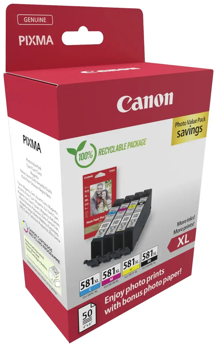 CLI-581XL - Inktcartridge - Origineel - Hoge capaciteit - Kleur fra Canon i Sort – produktbillede 2 af 2