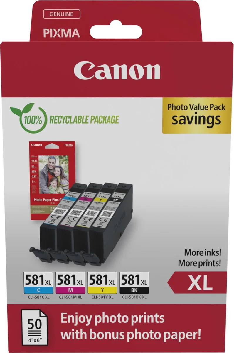 CLI-581XL - Inktcartridge - Origineel - Hoge capaciteit - Kleur fra Canon i Sort – produktbillede 1 af 2