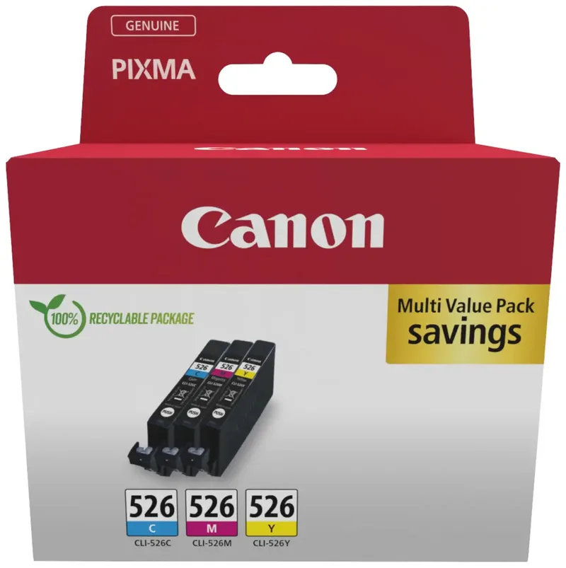 Druckerpatrone CLI-526 Original Kombi-Pack Cyan, Magenta, Gelb 4541B018 von Canon – Produktfoto