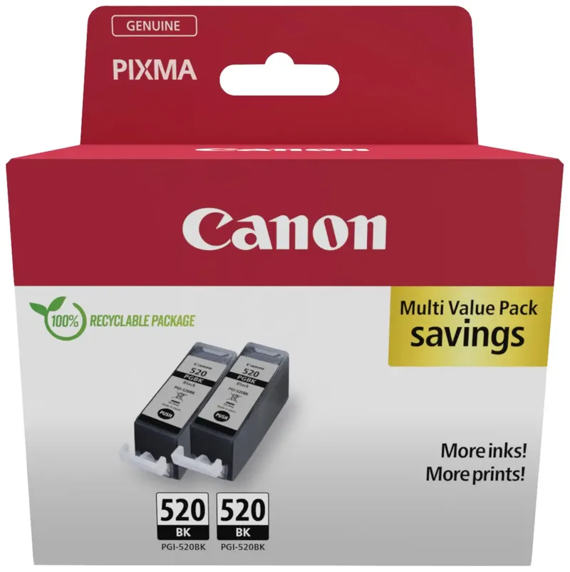 Inktcartridge PGI-520 BK Twin Pack Origineel 2-pack Zwart 2932B019 van Canon – productfoto