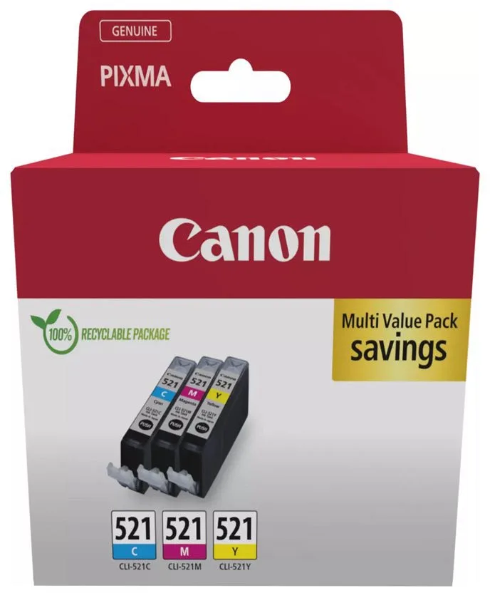 inktcartridge CLI-521, 446 pagina's, OEM 2934B016, 3 kleuren von Canon – Produktfoto
