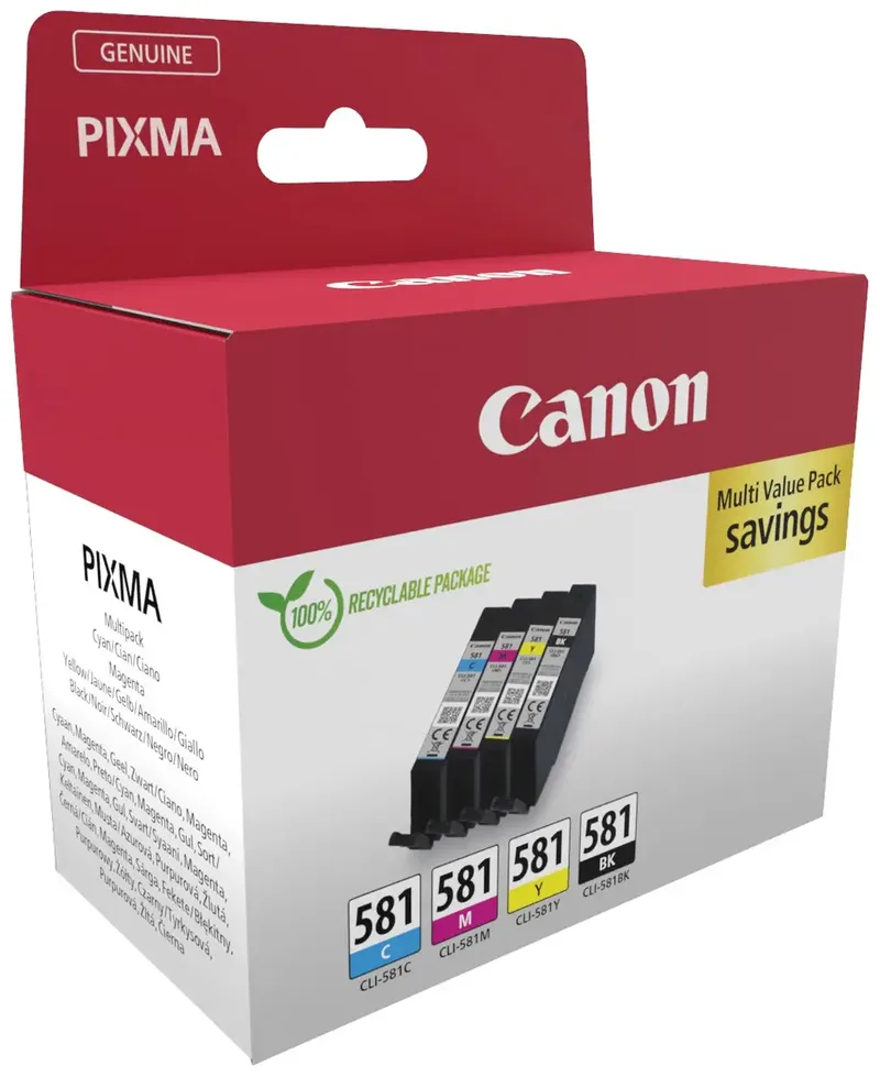 Inktcartridge CLI-581 C/M/Y/BK Multipack Origineel Combipack Zwart, Cyaan, Magenta, Geel 2103C007 van Canon – productfoto 2 van 2