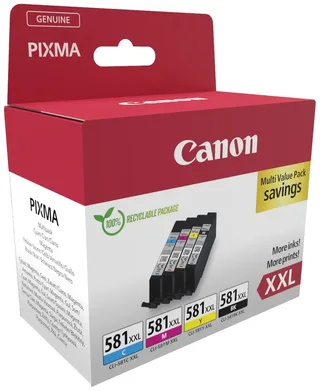 Inktcartridge CLI-581XXL zwart + 3 kleuren van Canon in Kleurloos – productfoto 2 van 2