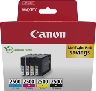 Inktcartridge PGI-2500 BK/C/M/Y Multipack Origineel Combipack Zwart, Cyaan, Magenta, Geel 9290B006 van Canon in Zwart, Cyaan, Magenta, Geel – productfoto 1 van 2