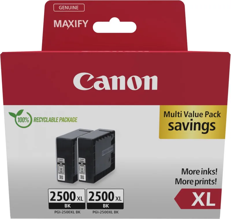 Inktcartridge PGI-2500XL BK Twin Pack Origineel 2-pack Zwart 9254B011 van Canon – productfoto 1 van 2