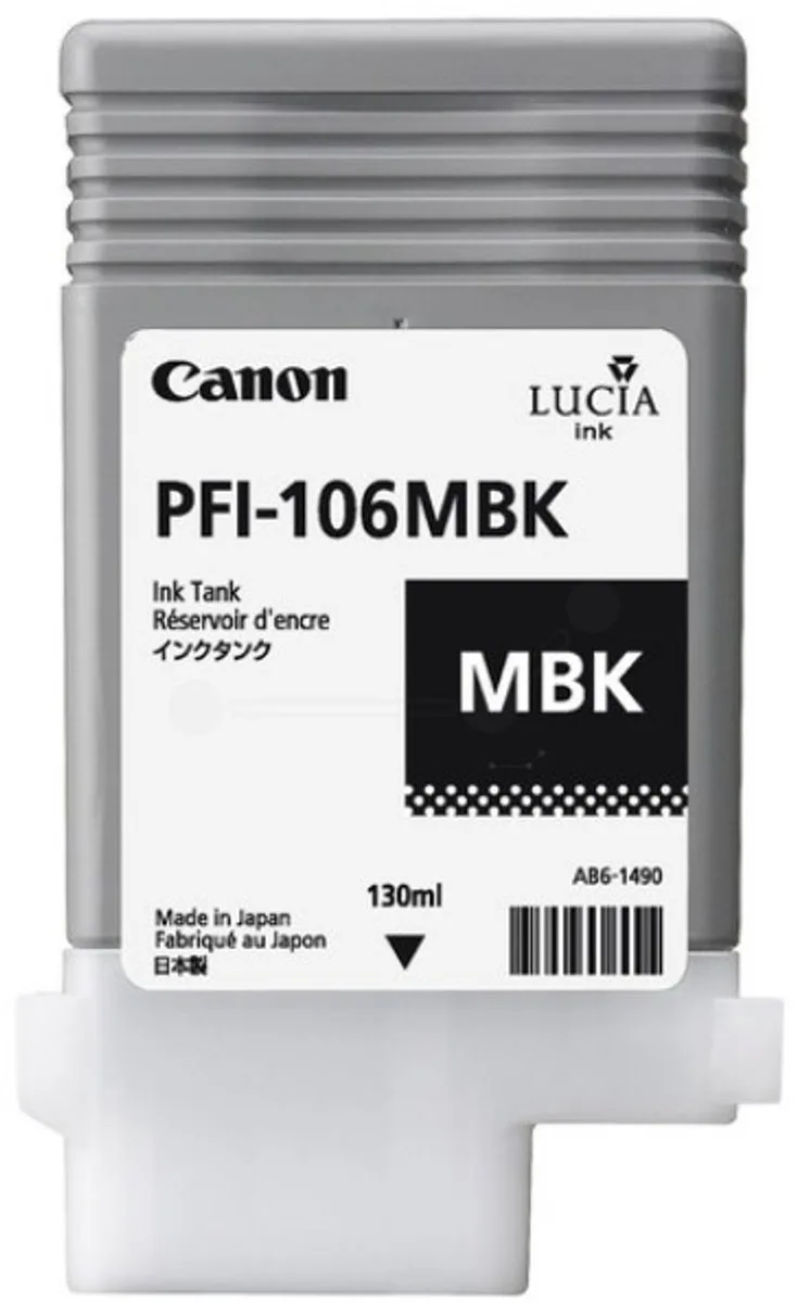PFI-106MBK inktcartridge matzwart standard capacity 130 ml 1-pack von Canon in Mat Zwart – Produktfoto