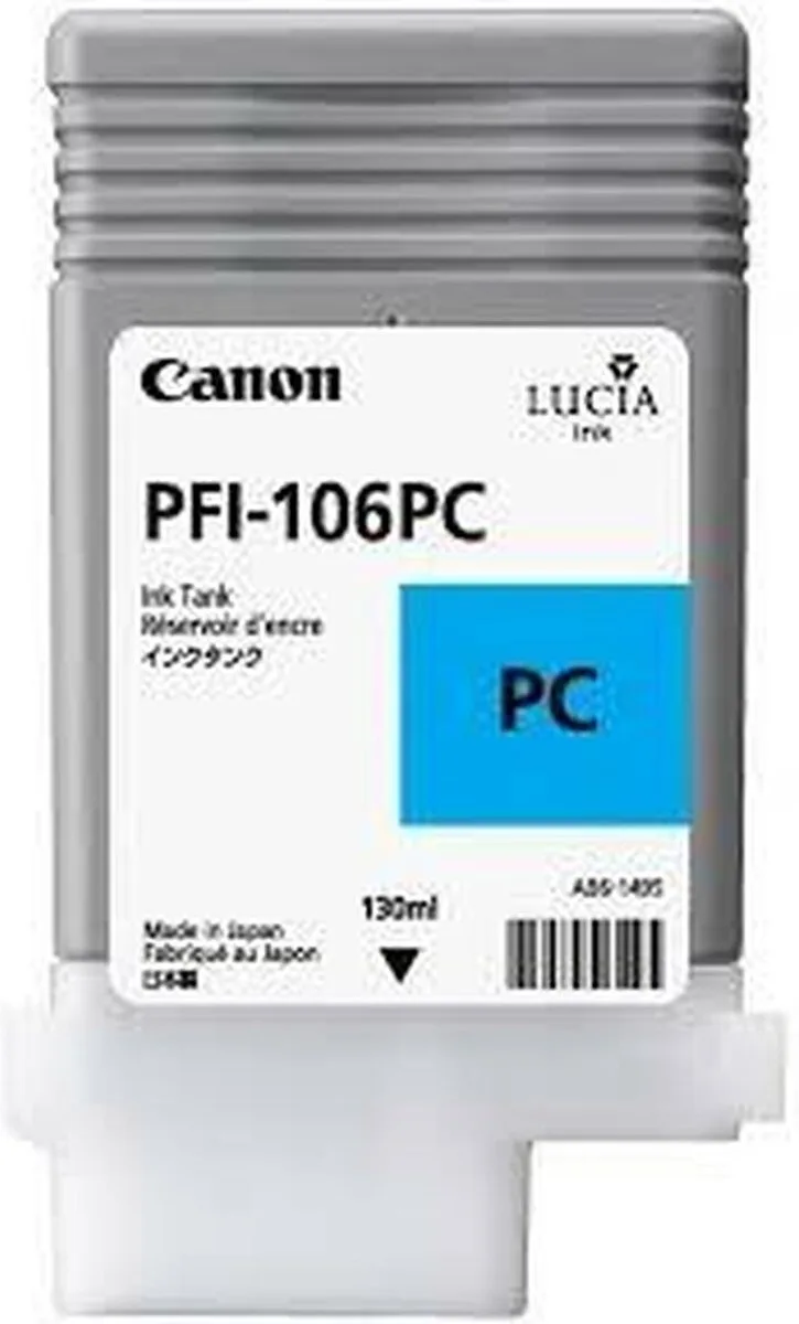 PFI-106PC inktcartridge foto standard capacity 130 ml 1-pack fra Canon i Cyaan – produktbillede