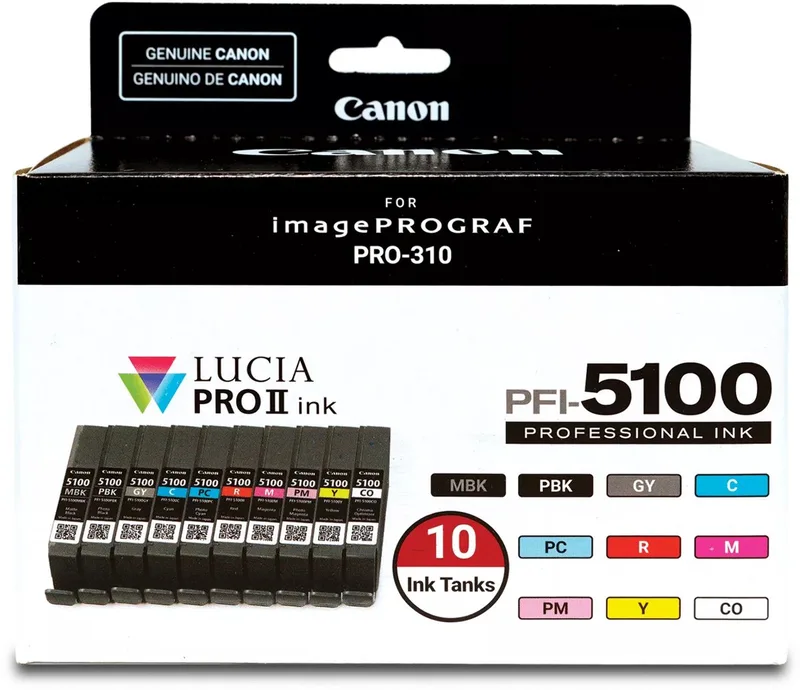 PFI-5100 Multipack inktcartridge 10 stuk(s) Origineel Normaal rendement Cyaan, Mat Zwart, Zwart by Canon in Cyaan, Mat Zwart, Black – product photo