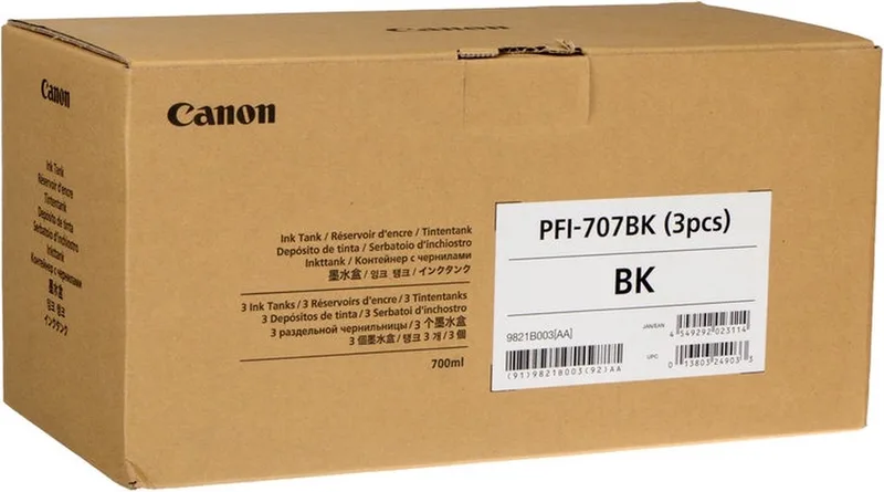 PFI-707BK inktcartridge Origineel fra Canon i Sort – produktbillede