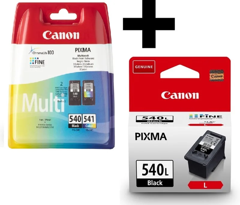 PG-540 + CL-541 & PG-540L - Inktcartridge - Origineel - Zwart + Kleur en Zwart L + Retourzakje by Canon in Zwart – L – product photo