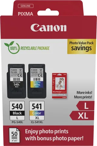 PG-540L + CL-541XL - Inktcartridge - Origineel - Hoge capaciteit - en Kleur van Canon in Zwart – productfoto 1 van 2