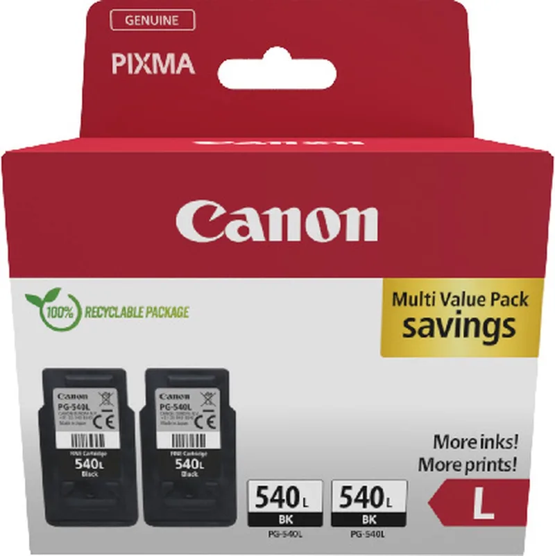 PG-540L - Inktcartridge - Origineel - Hoge capaciteit - 2x Zwart van Canon in Zwart 2x – productfoto