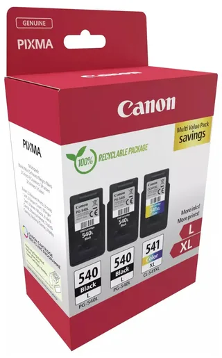 PG-540L + PG540L + CL 541XL multipack Inktcartridge Zwart + 3 kleuren Multipack van Canon – productfoto 2 van 2
