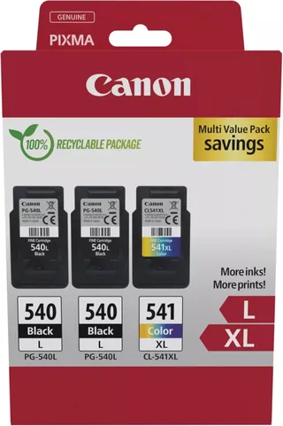 PG-540L + PG540L + CL 541XL multipack Inktcartridge Zwart + 3 kleuren Multipack van Canon – productfoto 1 van 2