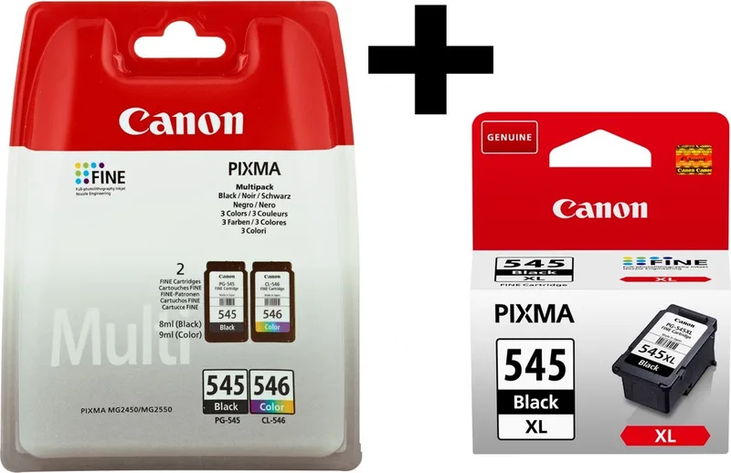 PG-545 + CL-546 - Inktcartridge - Origineel - Kleur en XL + Retourzakje de Canon en Noir – photo produit