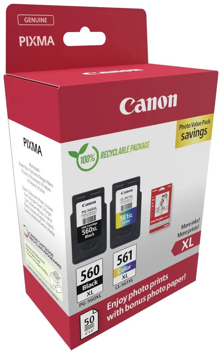 PG-560XL/CL-561XL - Inktcartridge - Origineel - Hoge capaciteit - Kleur van Canon in Zwart – productfoto 2 van 2