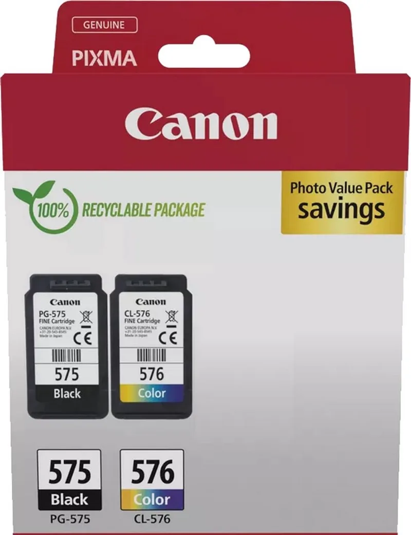 PG-575 & CL-576 - Inktcartridge + Retourzakje - Origineel - Standaard capaciteit - Zwart en fra Canon i Kleur – produktbillede