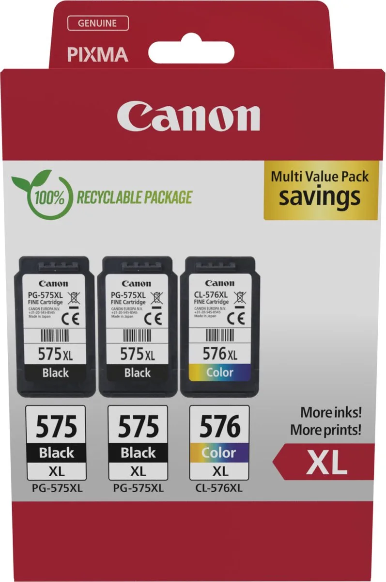 PG-575XL + CL-576XL - Inktcartridge - Origineel - Hoge capaciteit - 2x + Kleur + Retourzakje by Canon in Black – product photo