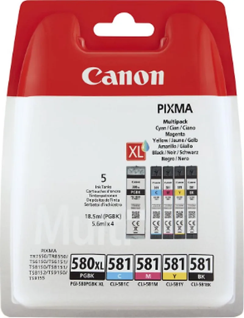 PG-580XL & CLI-581 - Inktcartridge + Retourzakje - Origineel - en Kleur by Canon in Black – product photo