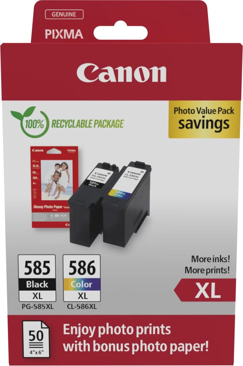 PG-585XL + CL-586 - Inktcartridge - Origineel - Hoge capaciteit - en Zwart + Retourzakje by Canon in Kleur – product photo