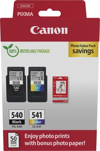 PG540 + CL541 - Inktcartridge - Origineel - Standaard capaciteit - 50 sheets fotopapier - en Kleur by Canon in Black – product photo 1 of 2
