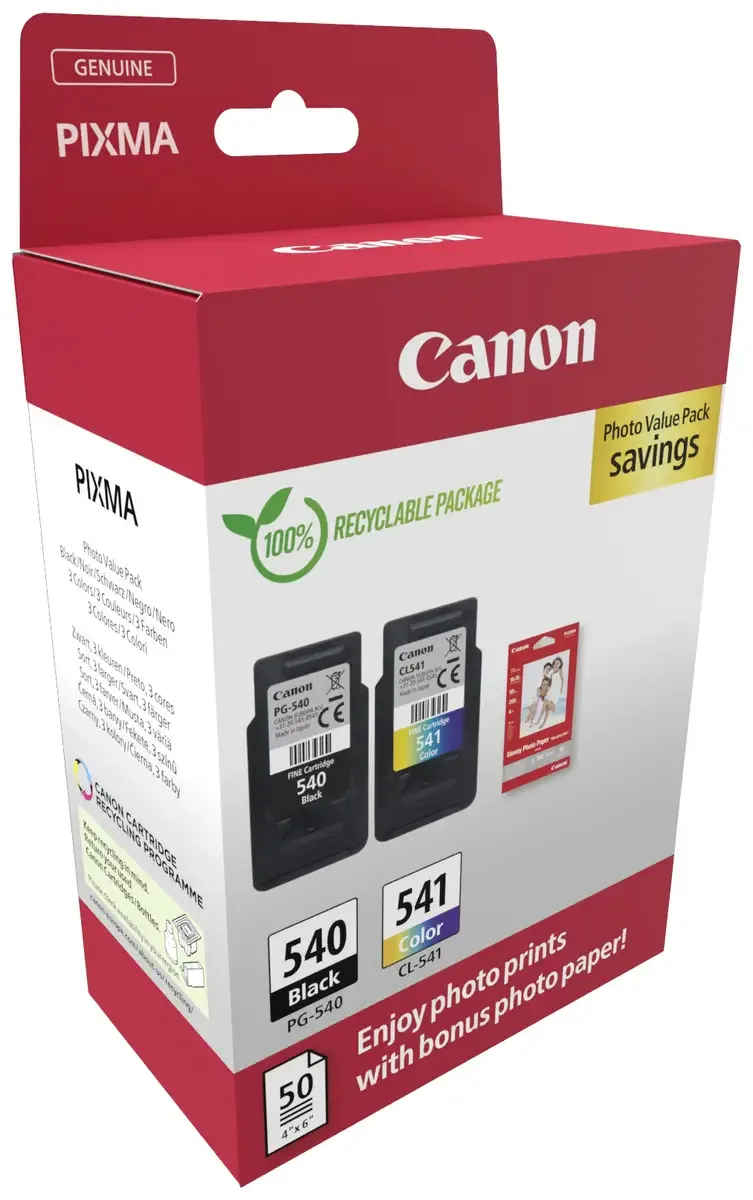PG540 + CL541 - Inktcartridge - Origineel - Standaard capaciteit - 50 sheets fotopapier - en Kleur by Canon in Black – product photo 2 of 2