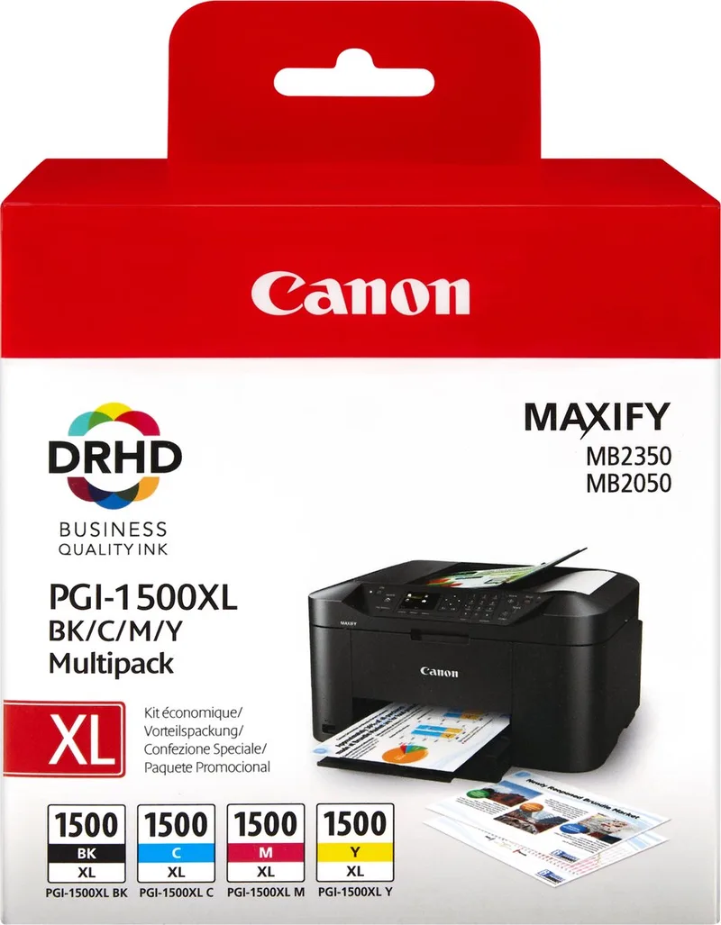 PGI-1500XL - Inktcartridge / Zwart / Cyaan / Magenta / Geel / Hoge Capaciteit van Canon in Zwart, Cyaan, Magenta, Geel – productfoto