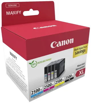 pgi-2500xl 9254B010 inktcartridge - 4 stuk(s) - Origineel - Hoog (XL) rendement - Cyaan, Magenta, Geel + Retourzakje från Canon i Svart – produktbild 2 av 2