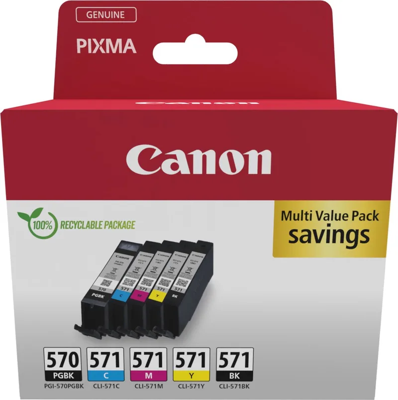 PGI-570/CLI-571 - Inktcartridge - Origineel - Standaard capaciteit - Kleur + Retourzakje by Canon in Black – product photo 1 of 2