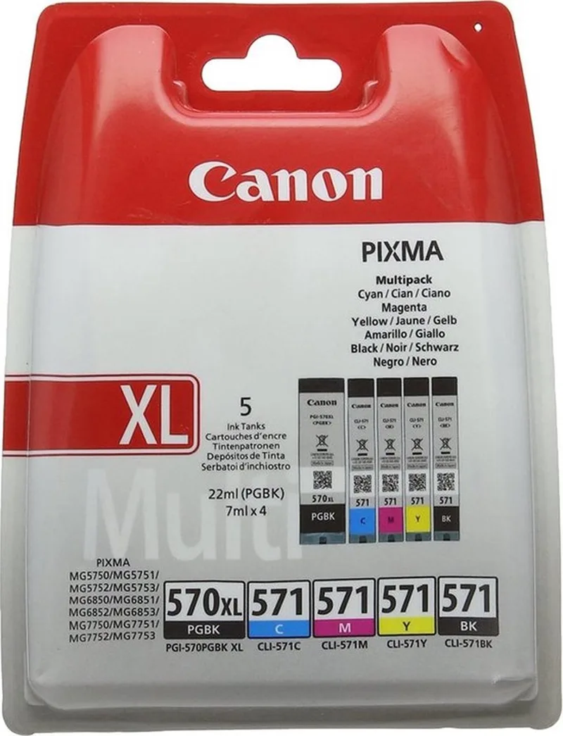 PGI-570XL & CLI-571 - Inktcartridge + Retourzakje - Origineel - en Kleur by Canon in Black – product photo