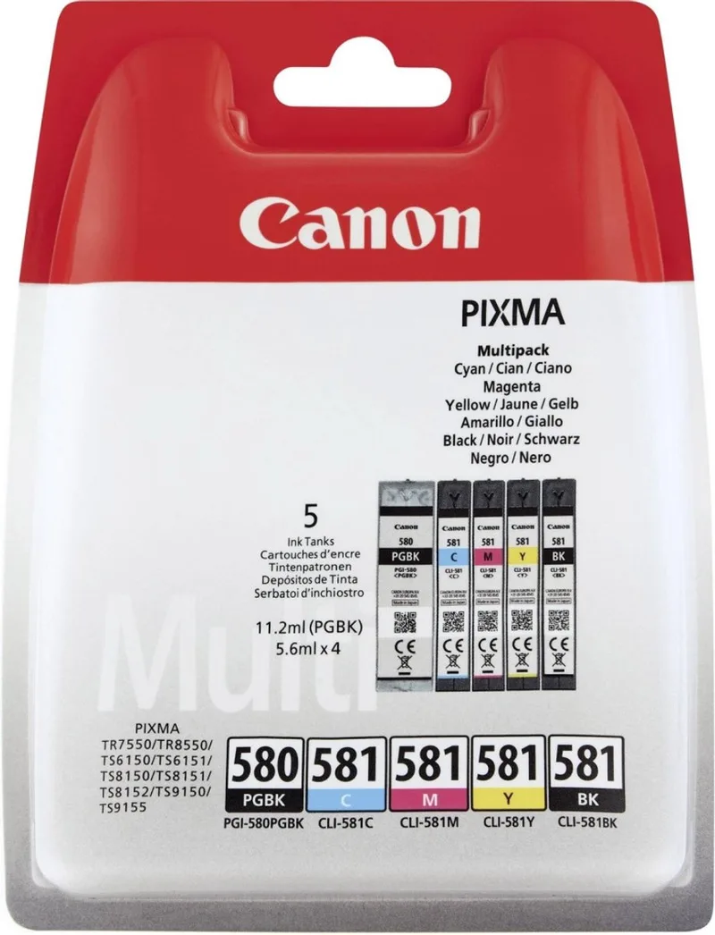 PGI-580/CLI-581 - Inkcartridge multipack / Cyaan / Magenta / Geel von Canon in Schwarz – Produktfoto