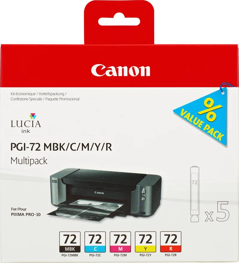 PGI-72 - Inktcartridge / Cyaan / Geel / Magenta / Rood från Canon i Flerfärgad – produktbild