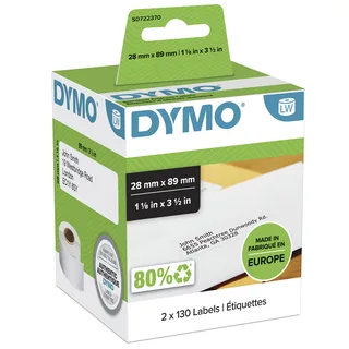 Etiket Dymo LabelWriter adressering 28x89mm 2 rollen á 130 stuks wit fra DYMO – produktbillede 1 af 2