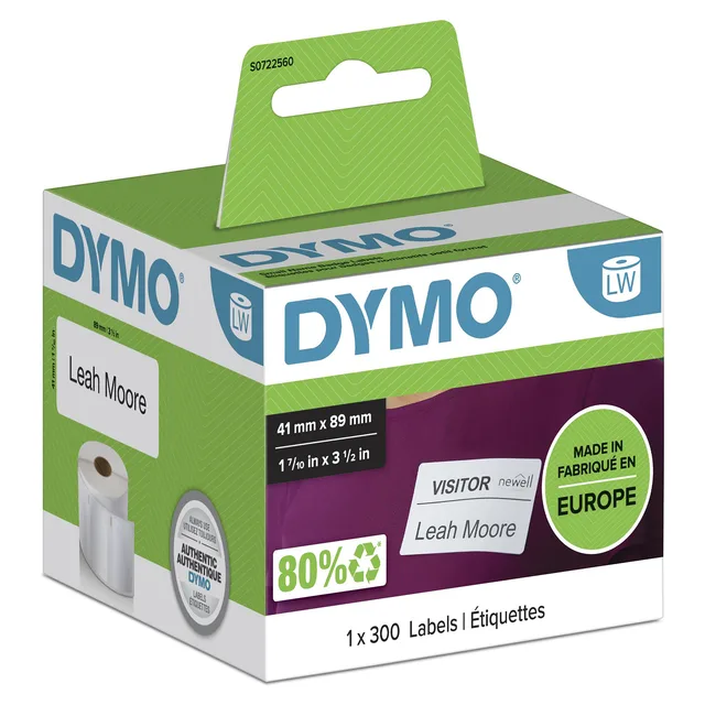 Etiket Dymo LabelWriter naamkaart 41x89mm 1 rol á 300 stuks wit de DYMO – photo produit 1 sur 2